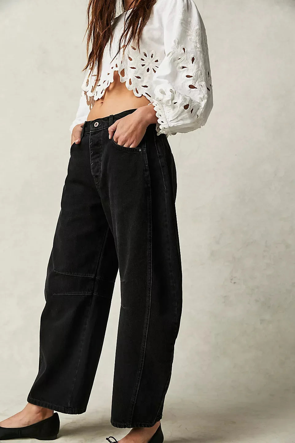 Washed Wide-Leg Jeans for Women – High-Waist, Vintage, Loose Fit, Ankle Length,