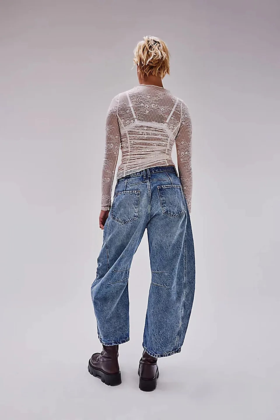Washed Wide-Leg Jeans for Women – High-Waist, Vintage, Loose Fit, Ankle Length,