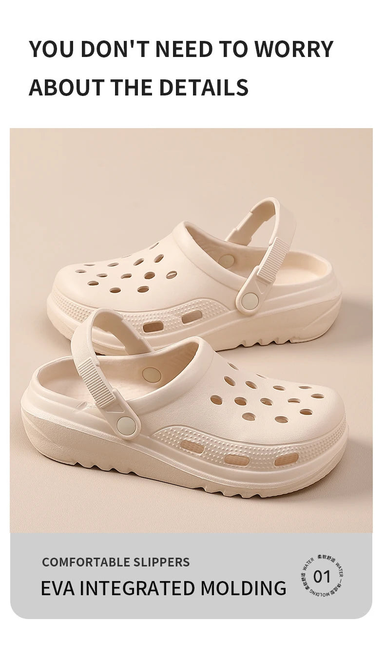 Women’s Thick-Soled Perforated Sandals – Height-Boosting Hiking & Beach Shoes