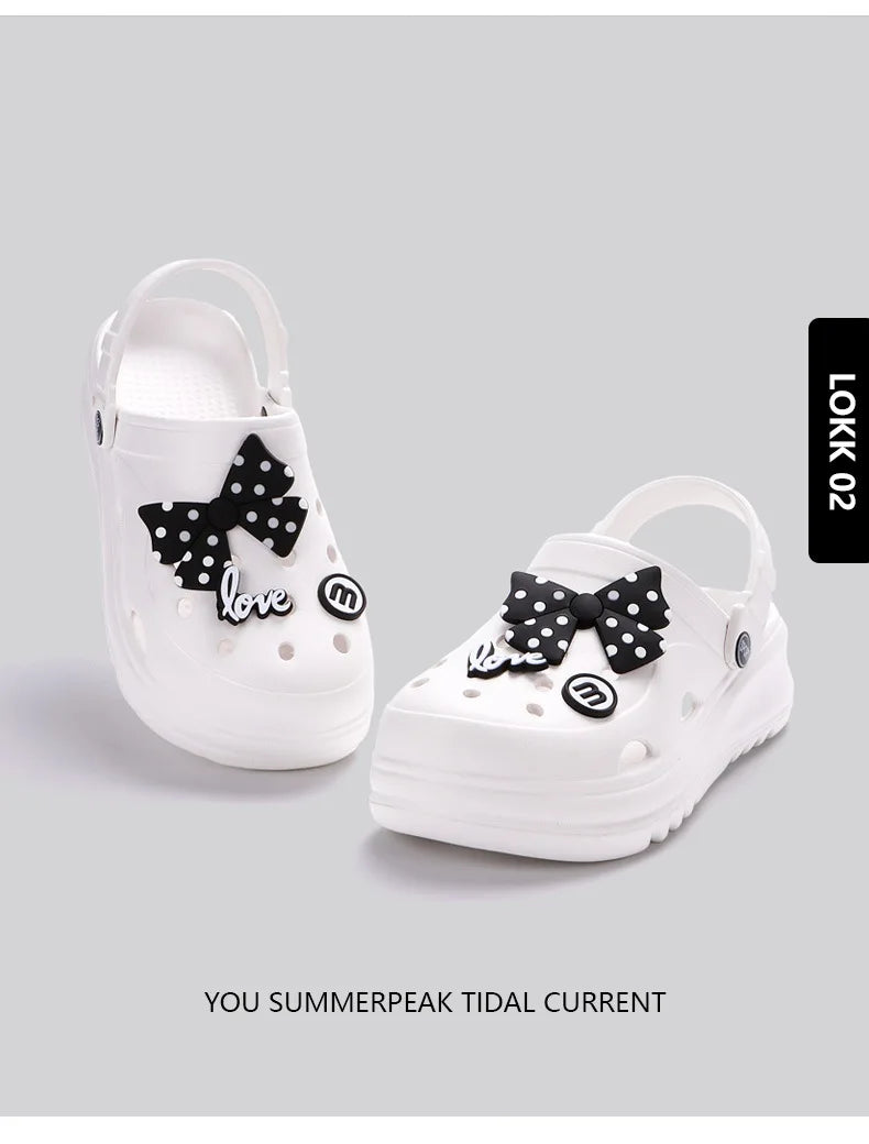 Women's Clogs – New Fashion Slippers with Cute DIY Bows, Outdoor Beach Slides for Girls