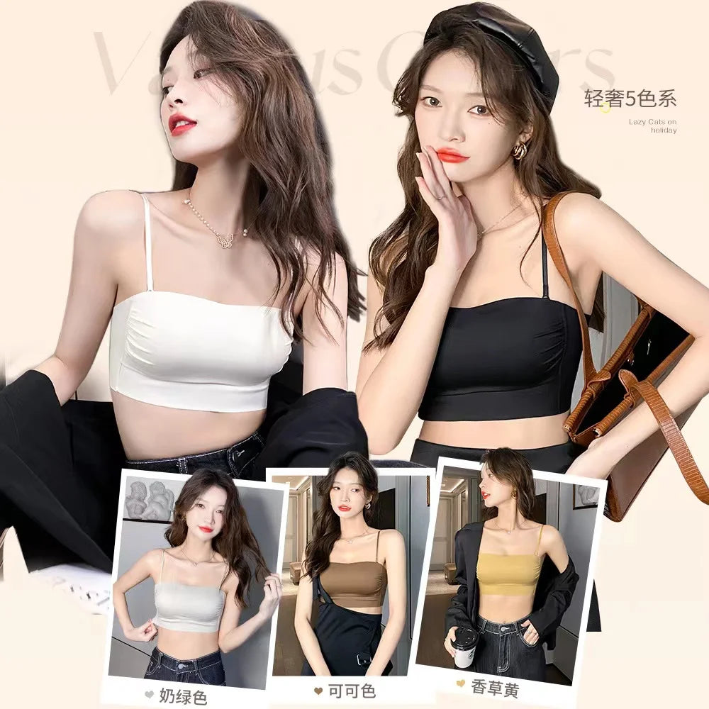 Anti-Shadow Light Bra for Women – Thin Straps, Sexy Back Vest, All-in-One for Outerwear.