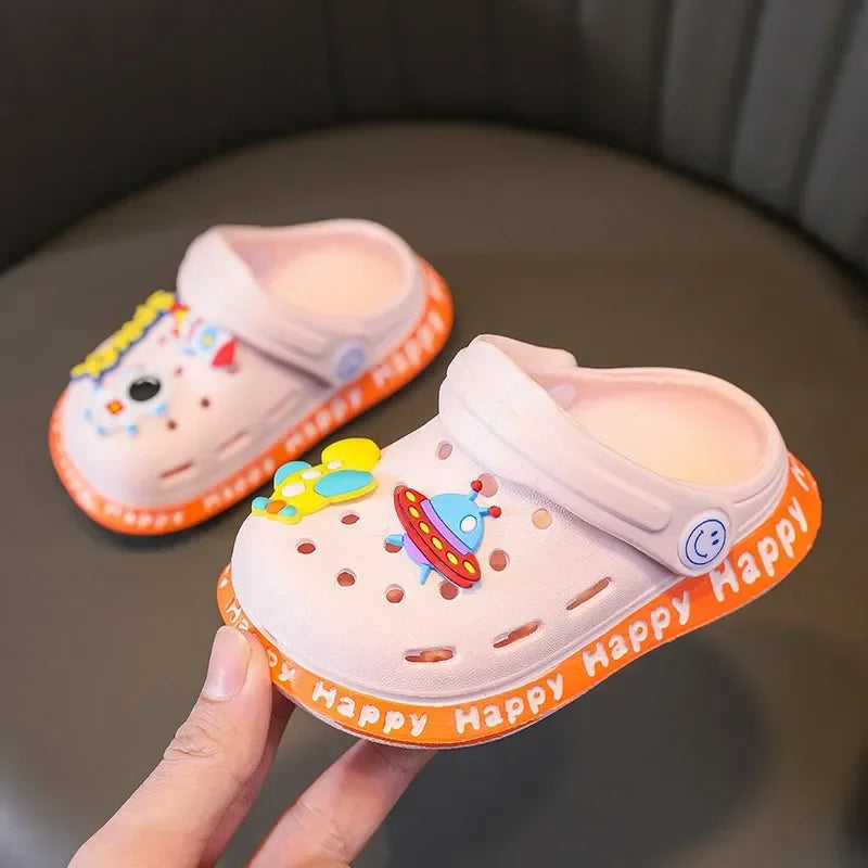 Kids' Cartoon DIY Sandals – Anti-Skid Beach Shoes for Boys & Girls