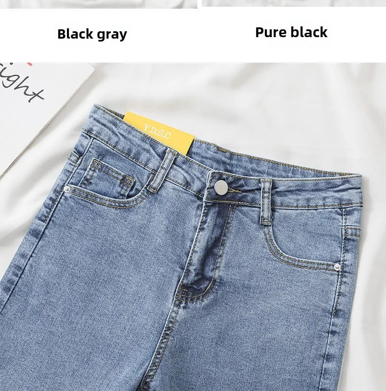 Black Grey Slimming Jeans for Women – Cropped, Slim Fit, Chic & Versatile.