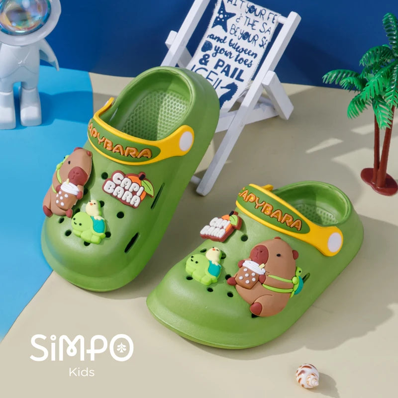 Kids' Capybara Clogs – Closed Toe, Slip-On, Lightweight & Breathable with Charms