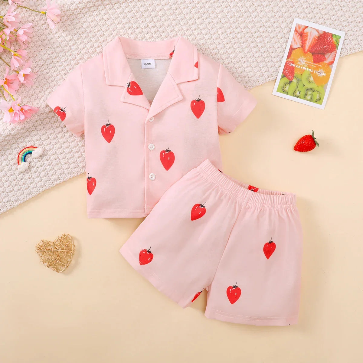 0-3 Years Pajama Set: Cartoon Top & Shorts for Baby Boys & Girls (Summer)