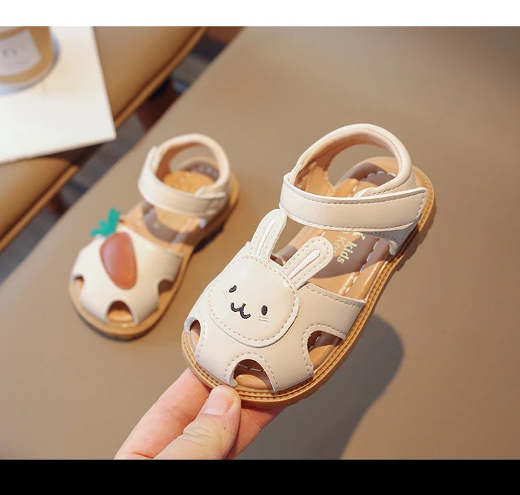 Kids Beach Shoes – Cute Cartoon Sandals for Girls, Closed Toe, Summer, Size 16–30