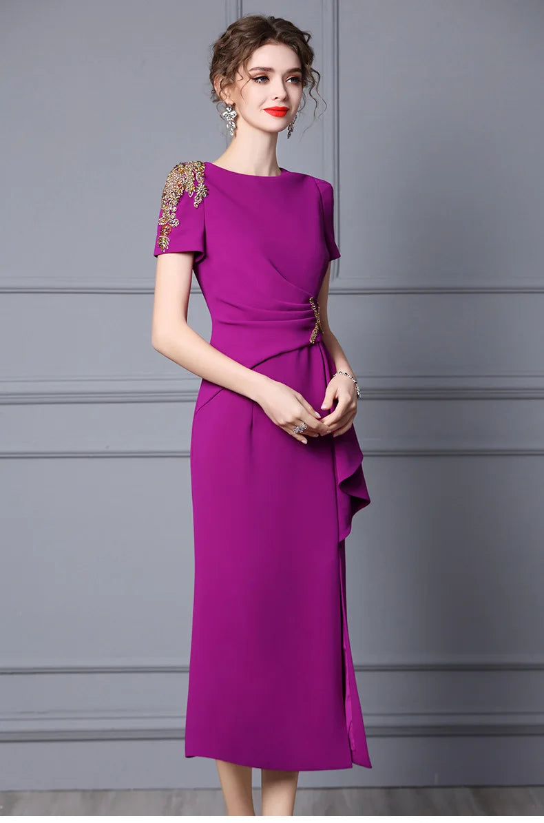 Summer Purple Fish Tail Long Dress – Elegant, Close-Waist Evening Gown