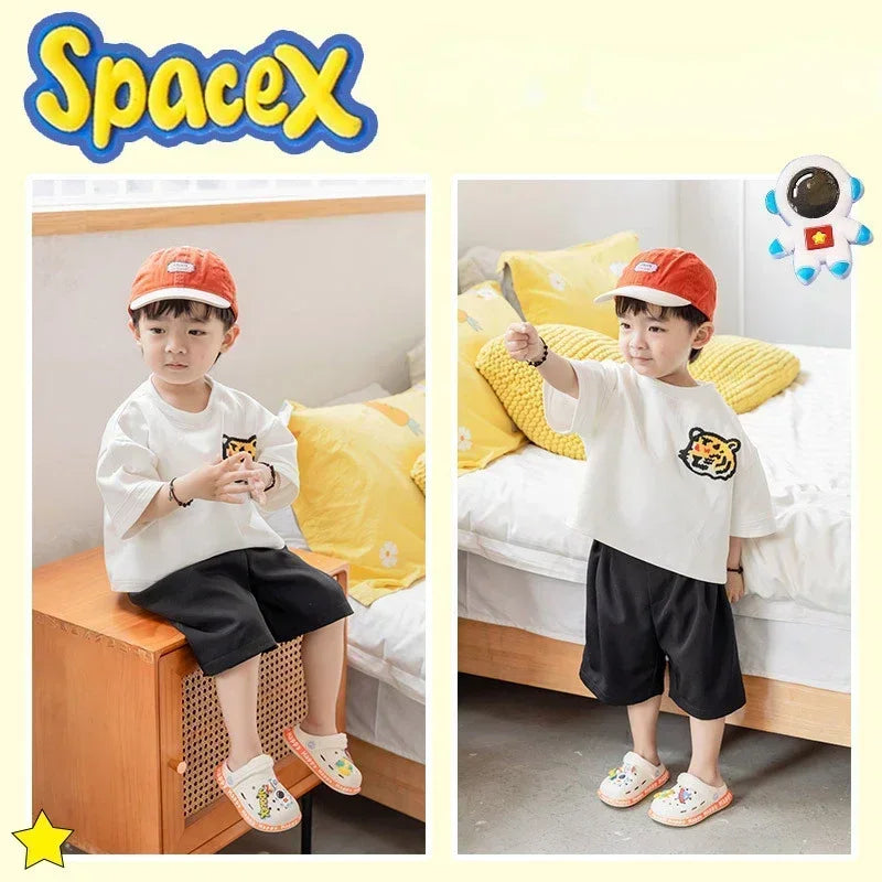 Kids' Cartoon DIY Sandals – Anti-Skid Beach Shoes for Boys & Girls