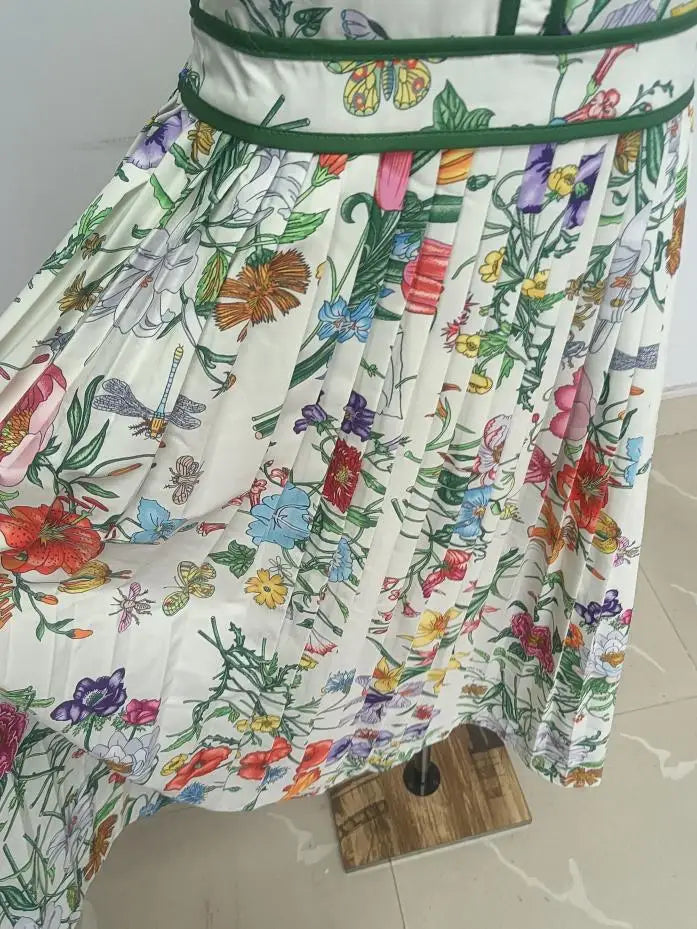 JAMERARY Floral Print Pleated Midi Dress – Elegant Summer Shirt Dress for Office