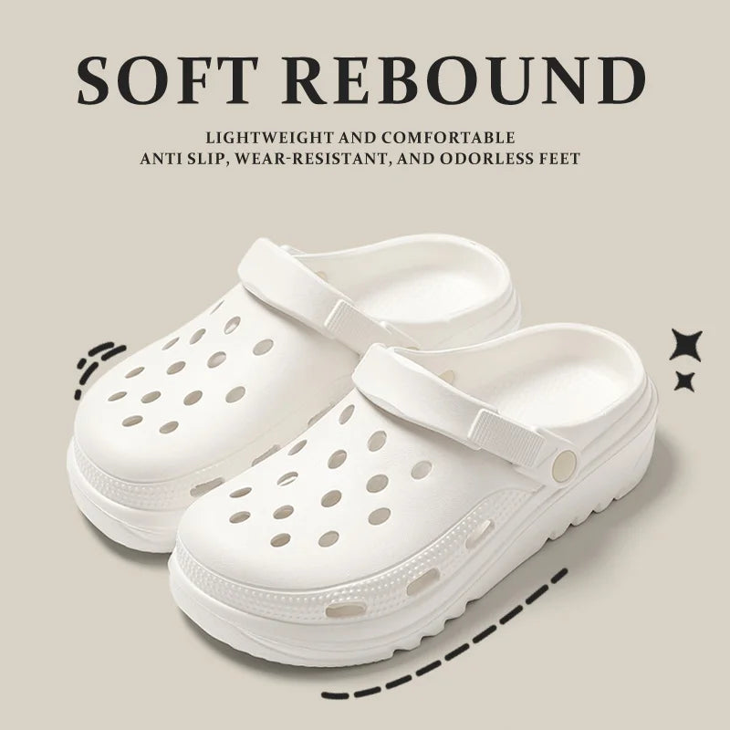 Women’s Thick-Soled Perforated Sandals – Height-Boosting Hiking & Beach Shoes