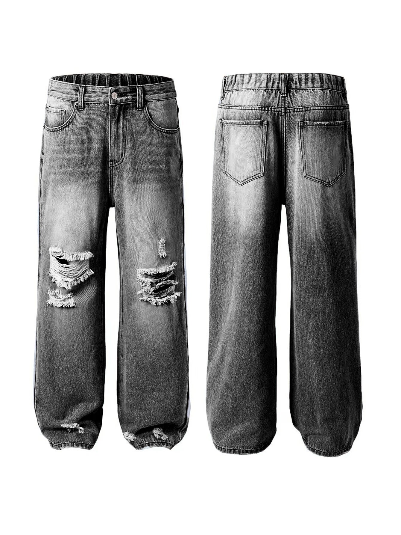 Women’s Wide-Leg Ripped Denim Pants – Loose & Comfortable All-Match.