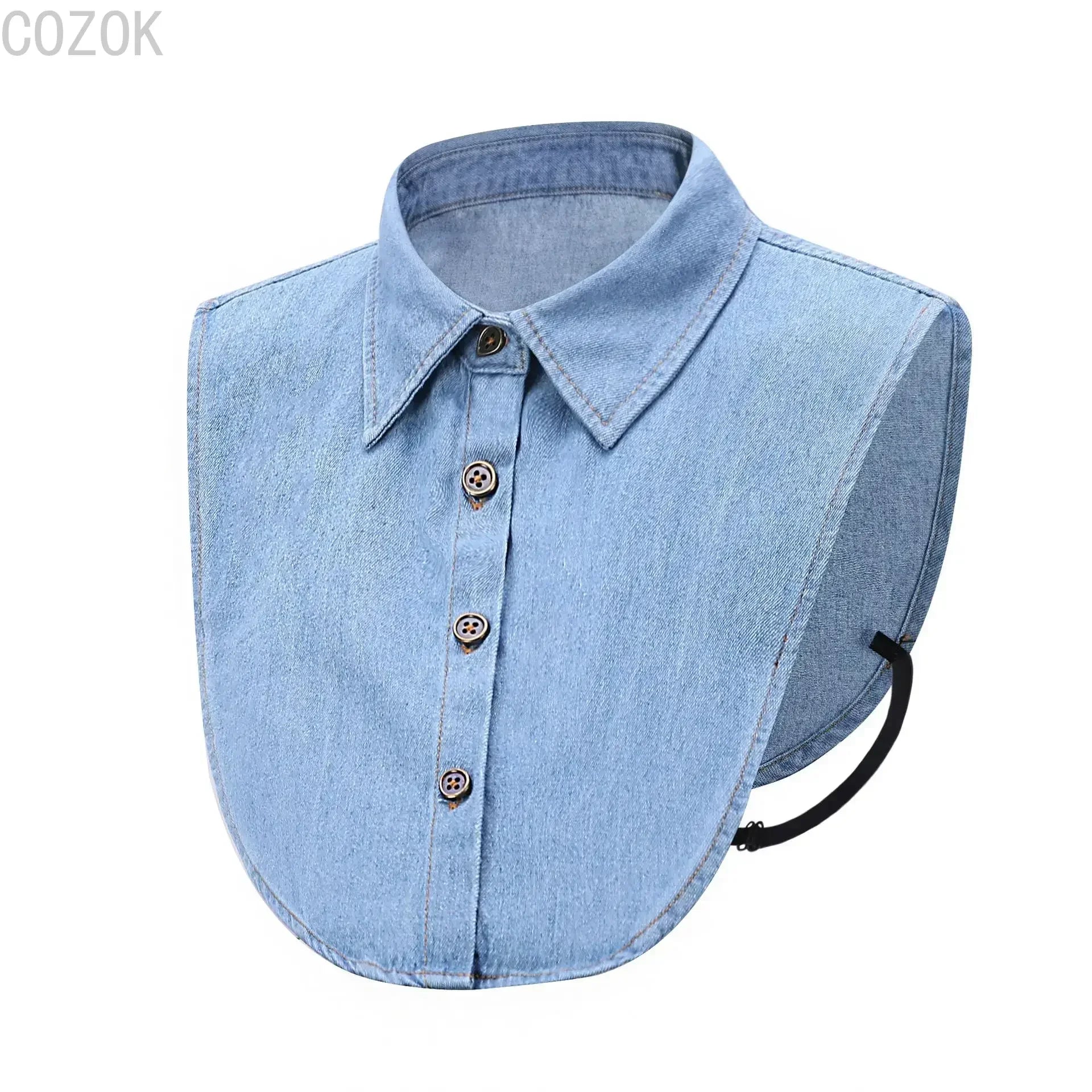 Vintage Detachable Denim Shirt Collar – Women's Faux Lapel Accessory