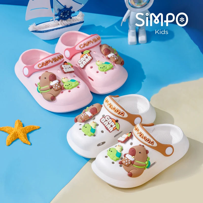 Kids' Capybara Clogs – Closed Toe, Slip-On, Lightweight & Breathable with Charms