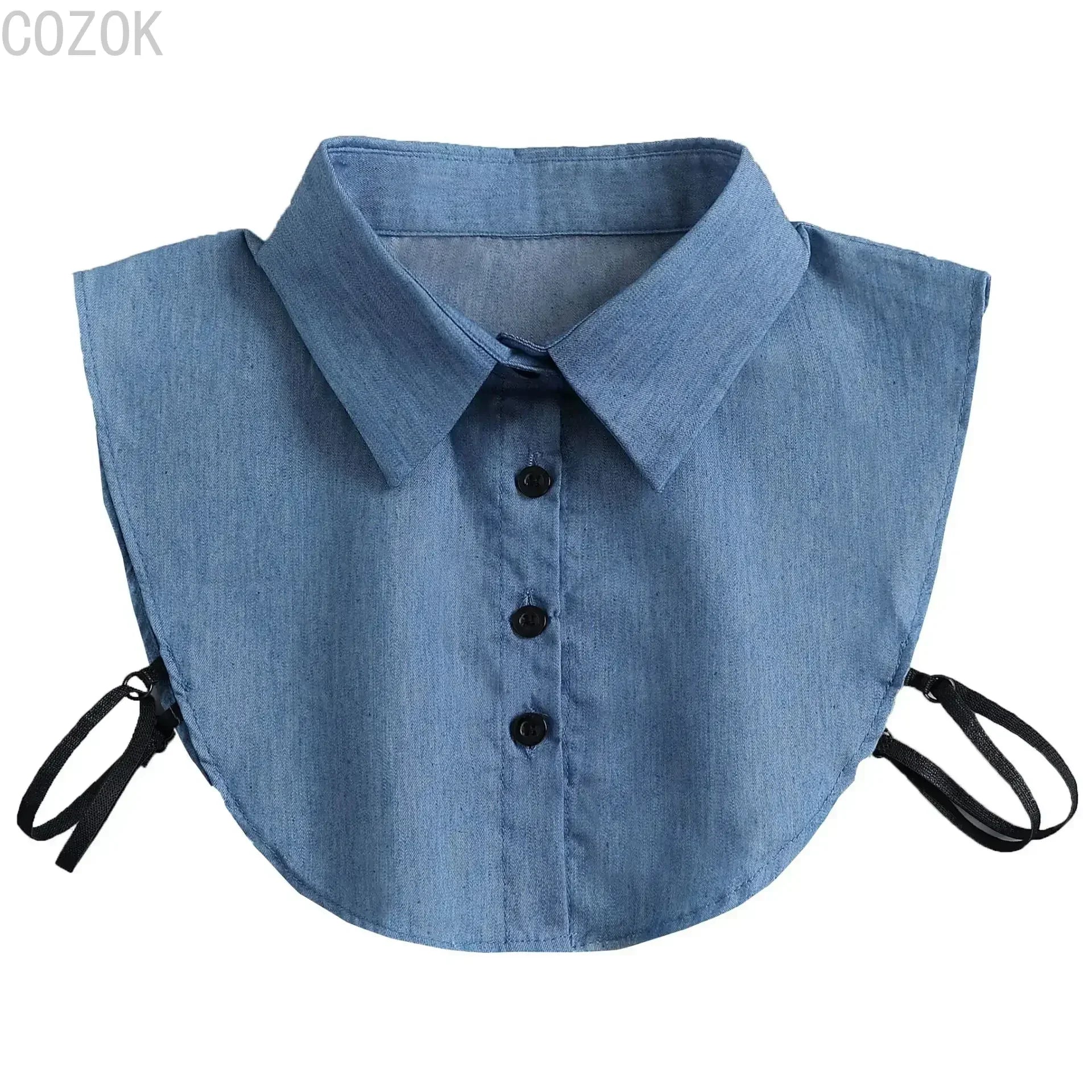 Vintage Detachable Denim Shirt Collar – Women's Faux Lapel Accessory