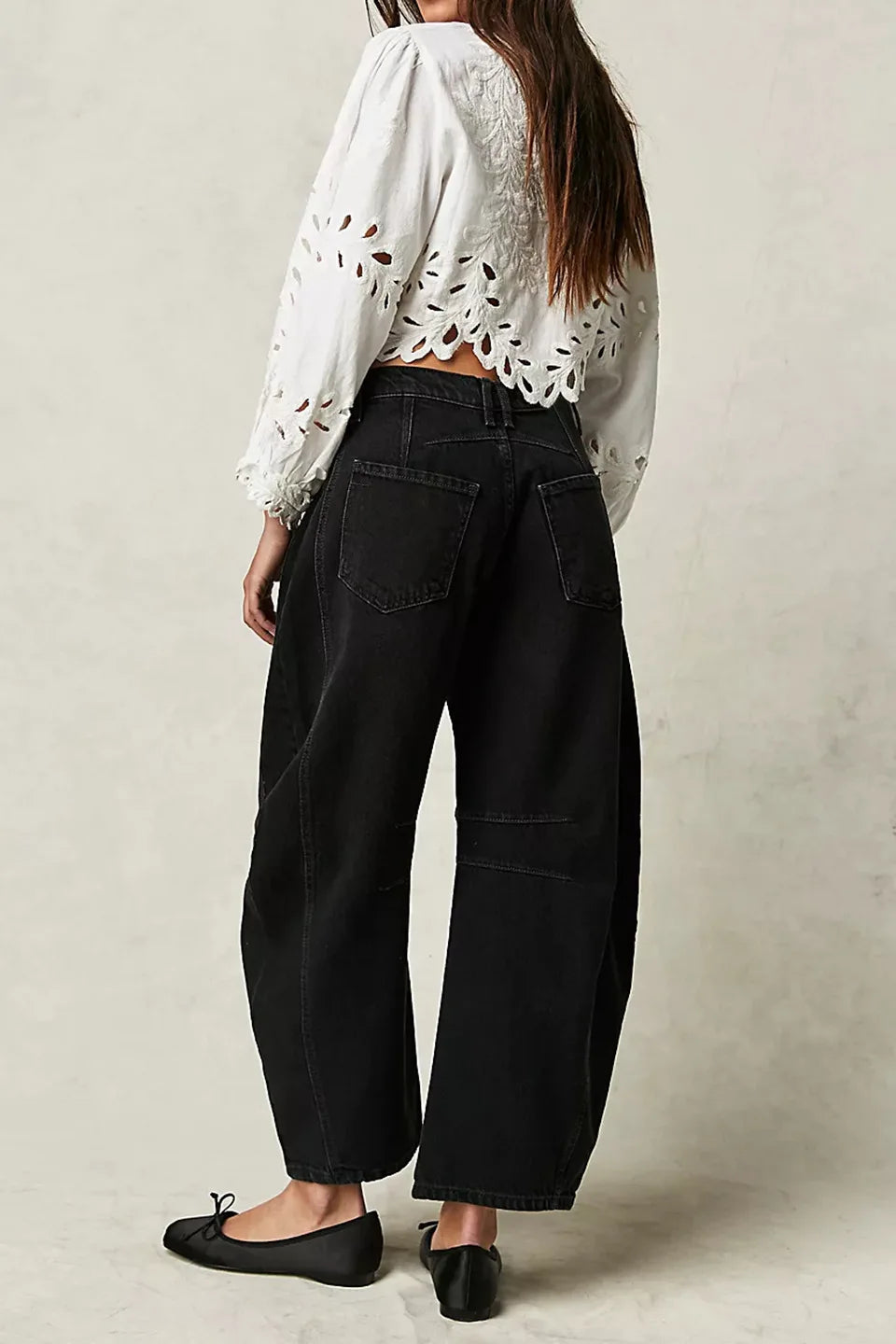 Washed Wide-Leg Jeans for Women – High-Waist, Vintage, Loose Fit, Ankle Length,