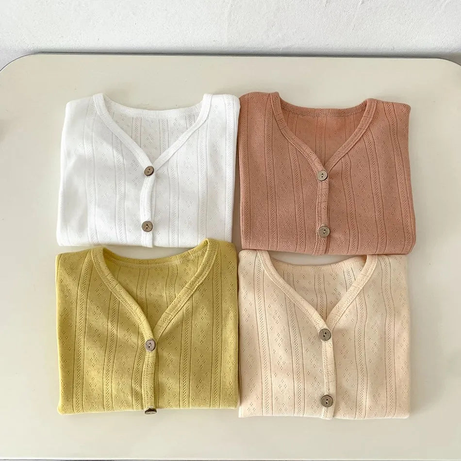 Korean Cardigan Toddler Coat: Solid Color Button-Down Outerwear for Boys & Girls