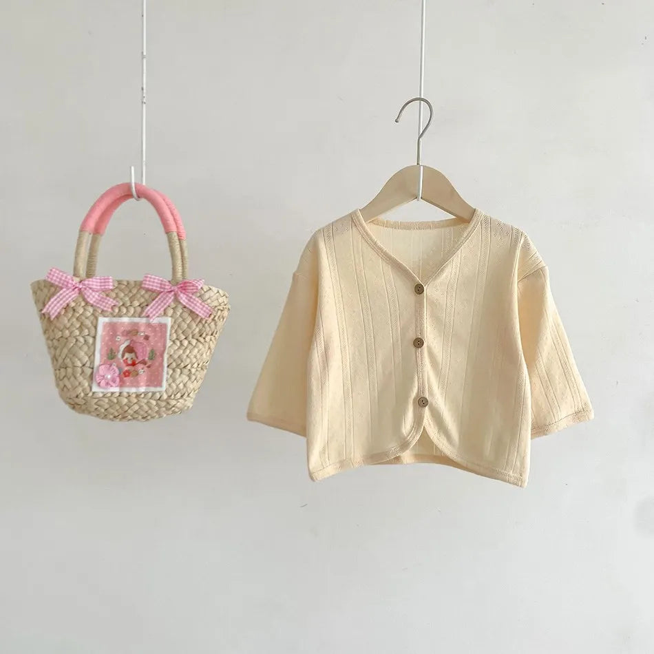 Korean Cardigan Toddler Coat: Solid Color Button-Down Outerwear for Boys & Girls