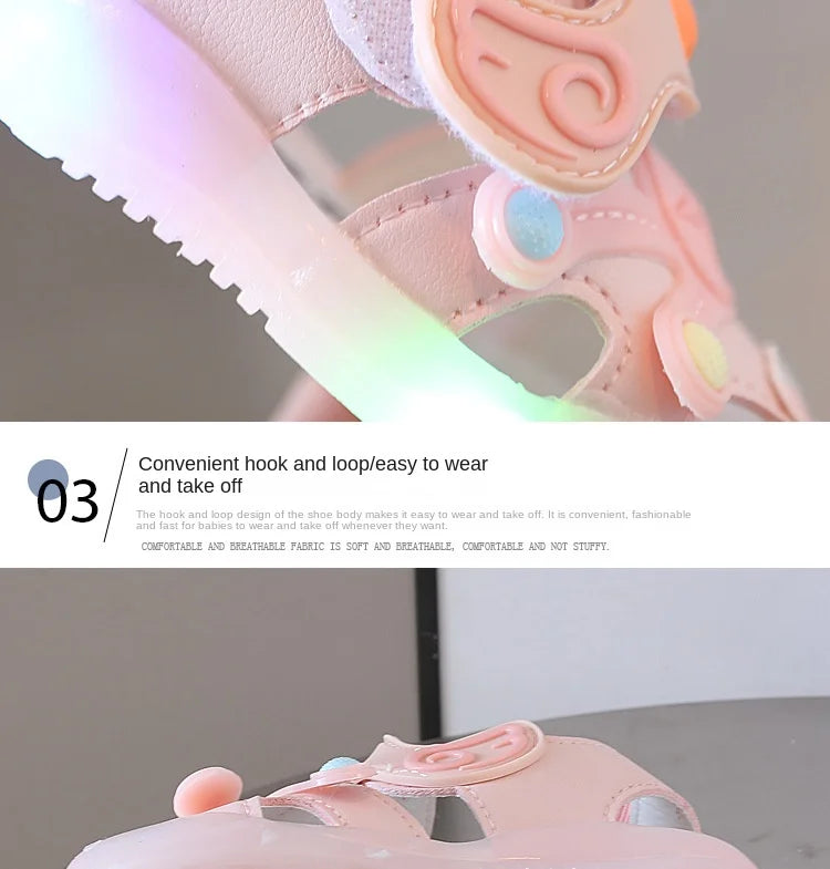 Kids' Colorful Sandals with Lights – Soft Sole Casual Sneakers for Boys & Girls