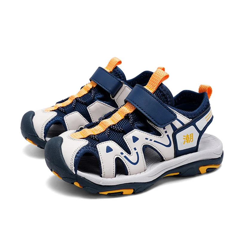Kids' Summer Beach Sandals – Closed Toe, Anti-Bump, Breathable Soft Sole Shoes