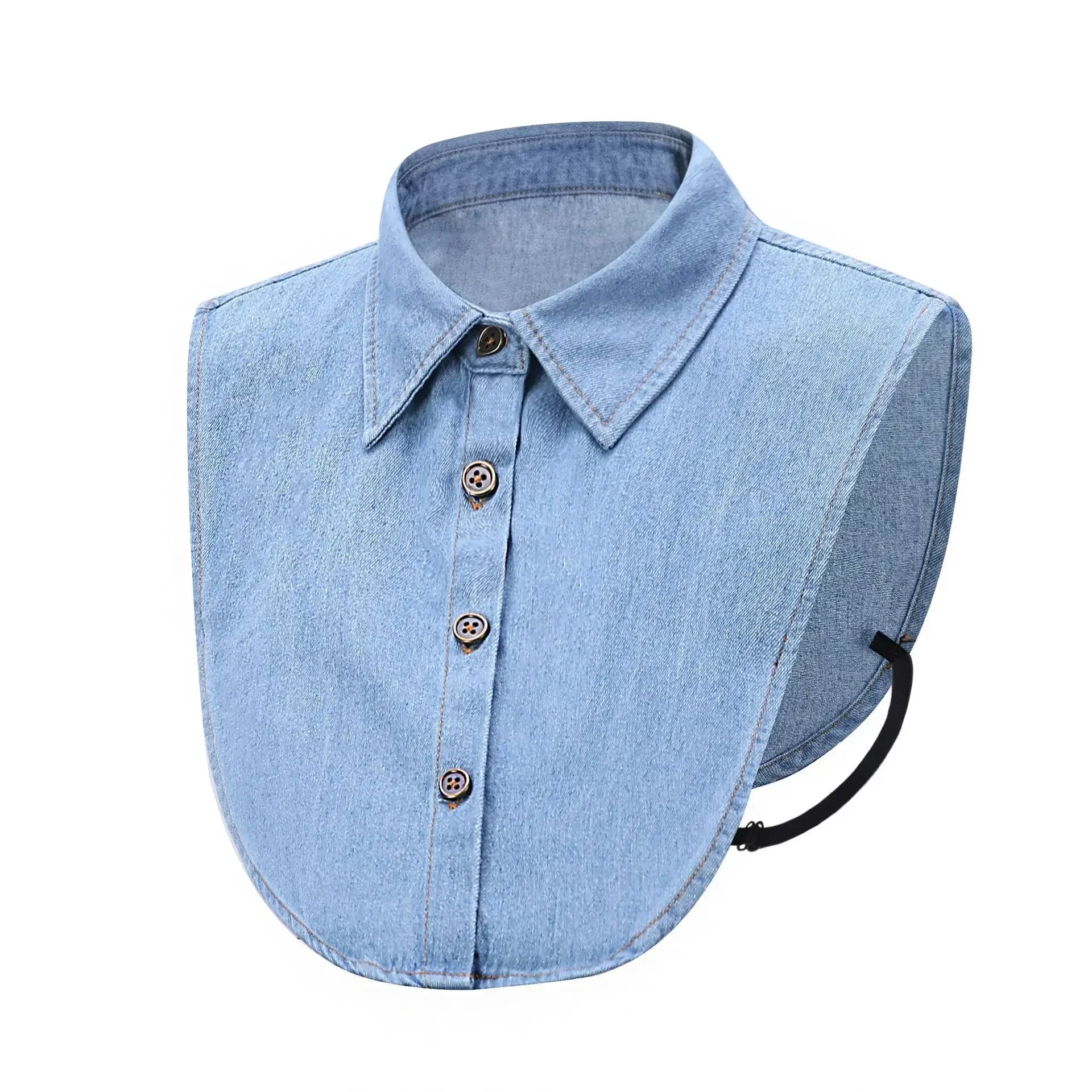 Vintage Detachable Denim Shirt Collar – Women's Faux Lapel Accessory