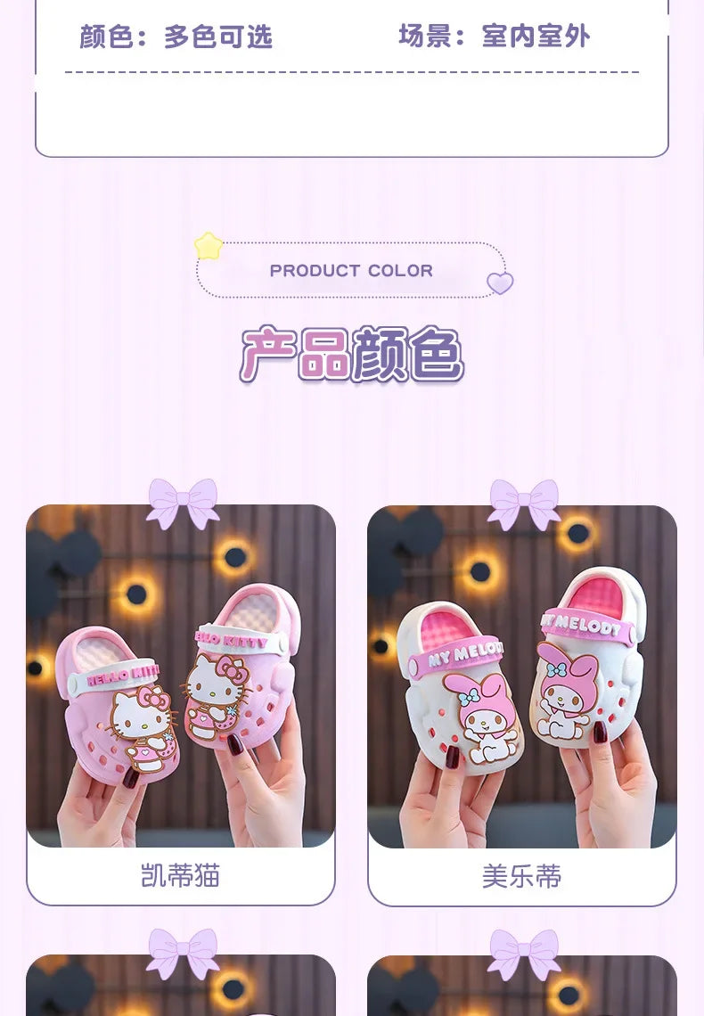 Kids' Hello Kitty & Cinnamoroll Cartoon Sandals – Cute Anti-Slip Garden & Bath Slippers