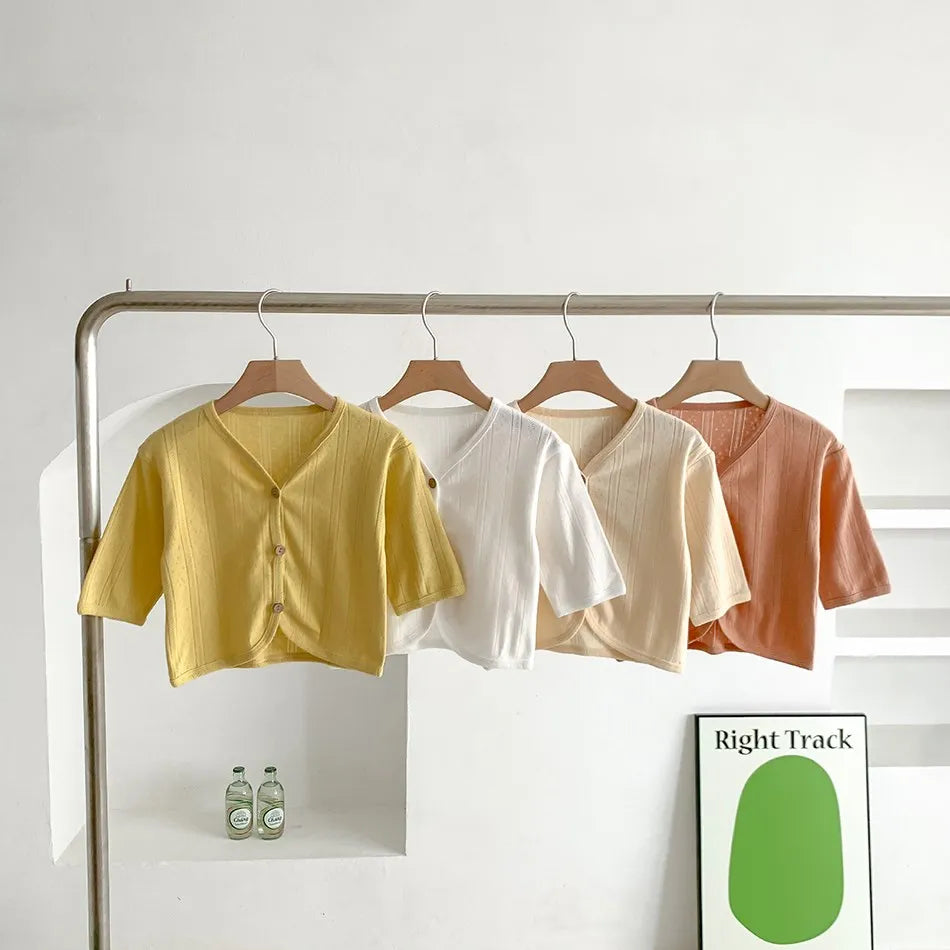 Korean Cardigan Toddler Coat: Solid Color Button-Down Outerwear for Boys & Girls