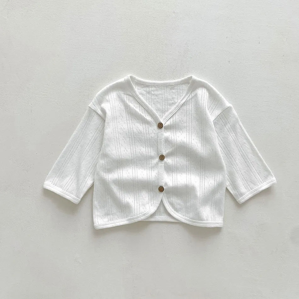 Korean Cardigan Toddler Coat: Solid Color Button-Down Outerwear for Boys & Girls