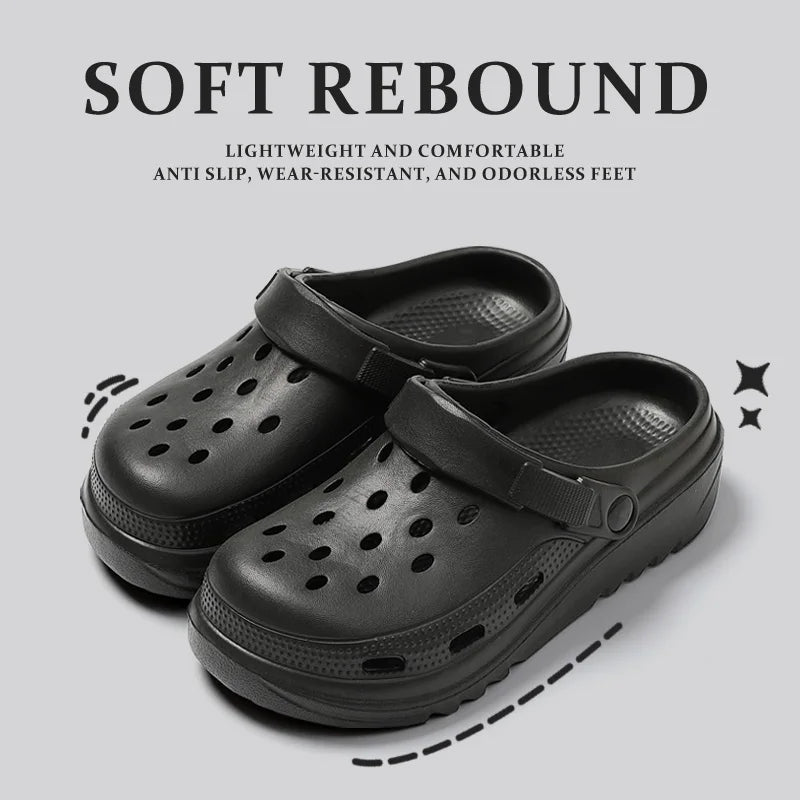 Women’s Thick-Soled Perforated Sandals – Height-Boosting Hiking & Beach Shoes