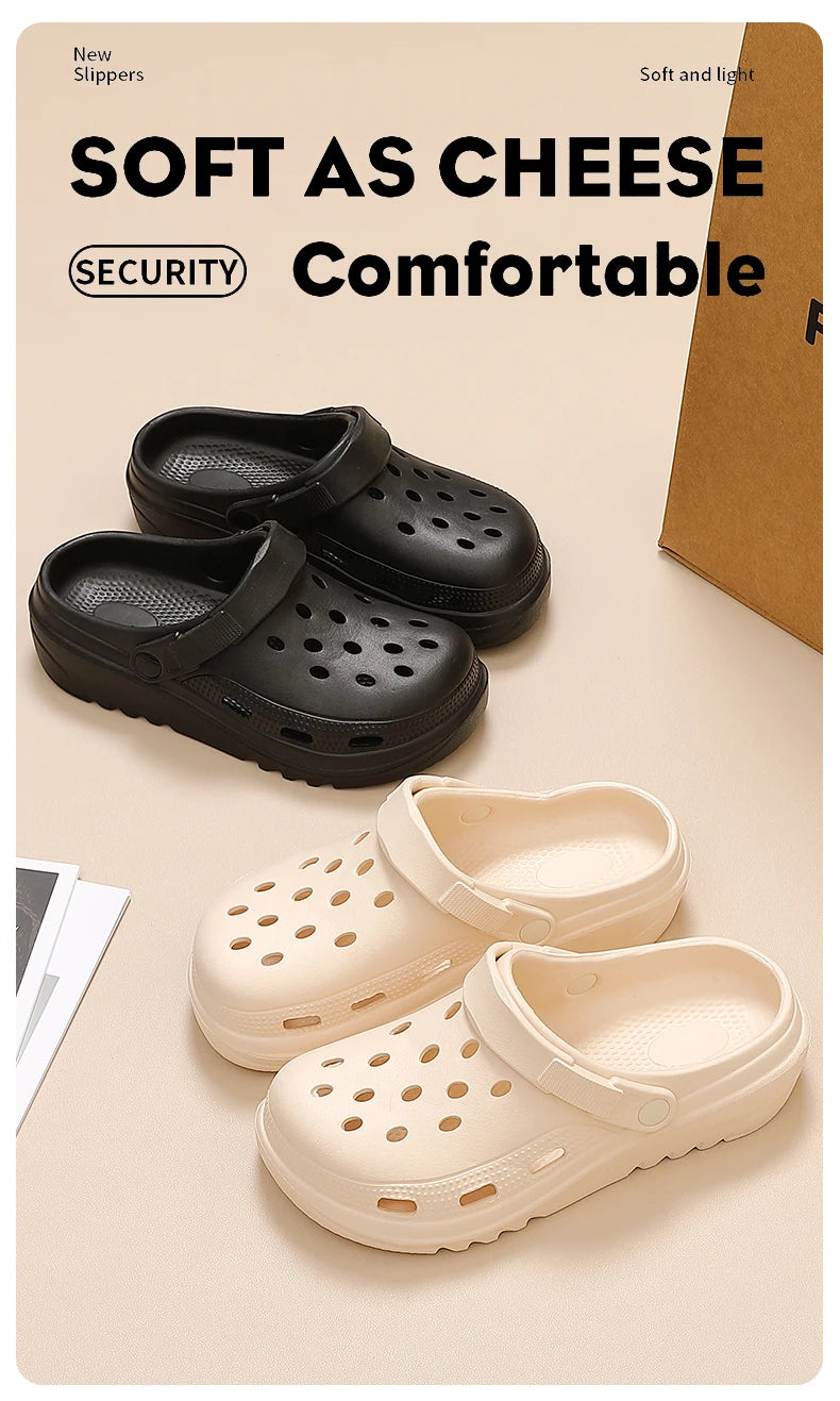 Women’s Thick-Soled Perforated Sandals – Height-Boosting Hiking & Beach Shoes