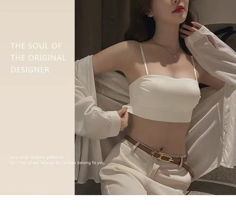 Anti-Shadow Light Bra for Women – Thin Straps, Sexy Back Vest, All-in-One for Outerwear.