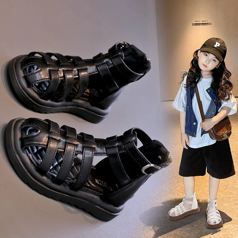 Girls Summer Sandals – Fashionable High-Top, Thick Bottom Roman Beach Shoes