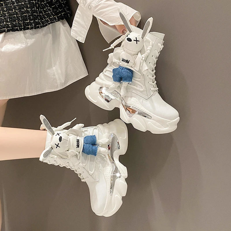 Women's Thick-Soled Wedge Heel Lace-Up Boots – Fashion Winter Vulcanized Shoes