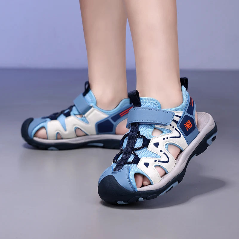 Kids' Summer Beach Sandals – Closed Toe, Anti-Bump, Breathable Soft Sole Shoes
