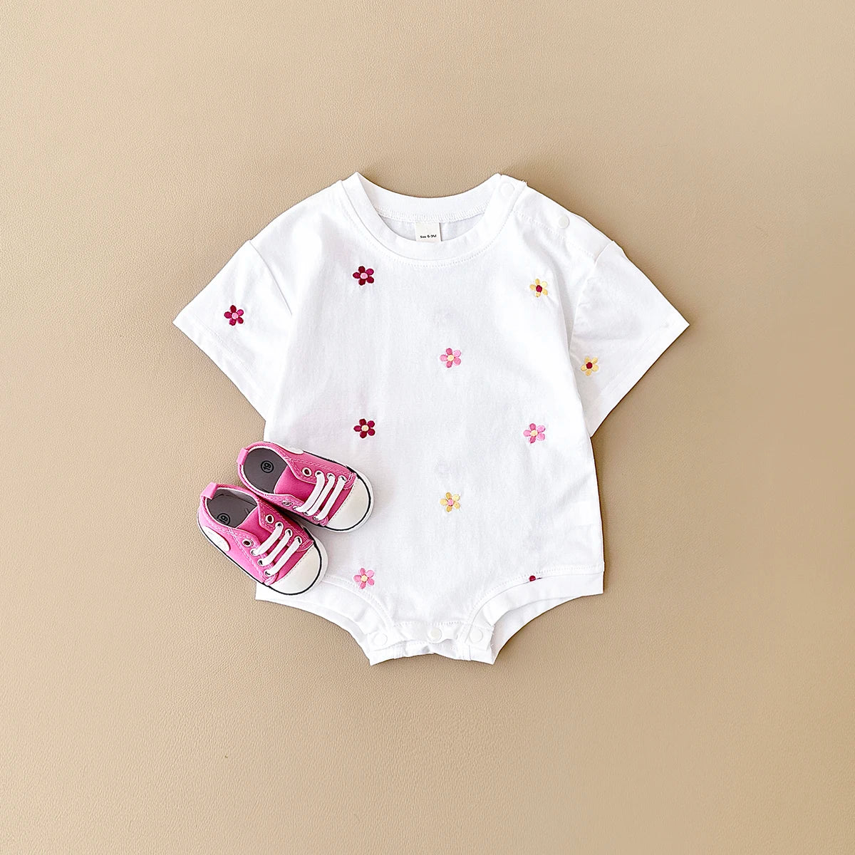Summer Baby Romper: Floral Print Cotton Bodysuit for Girls (0-18M)