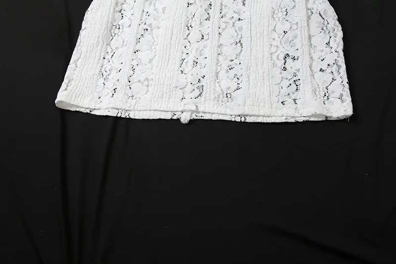 Sexy Hollow-Out Slash Neck Lace Dress – Flared Sleeves, Slim Fit Evening Party Dress