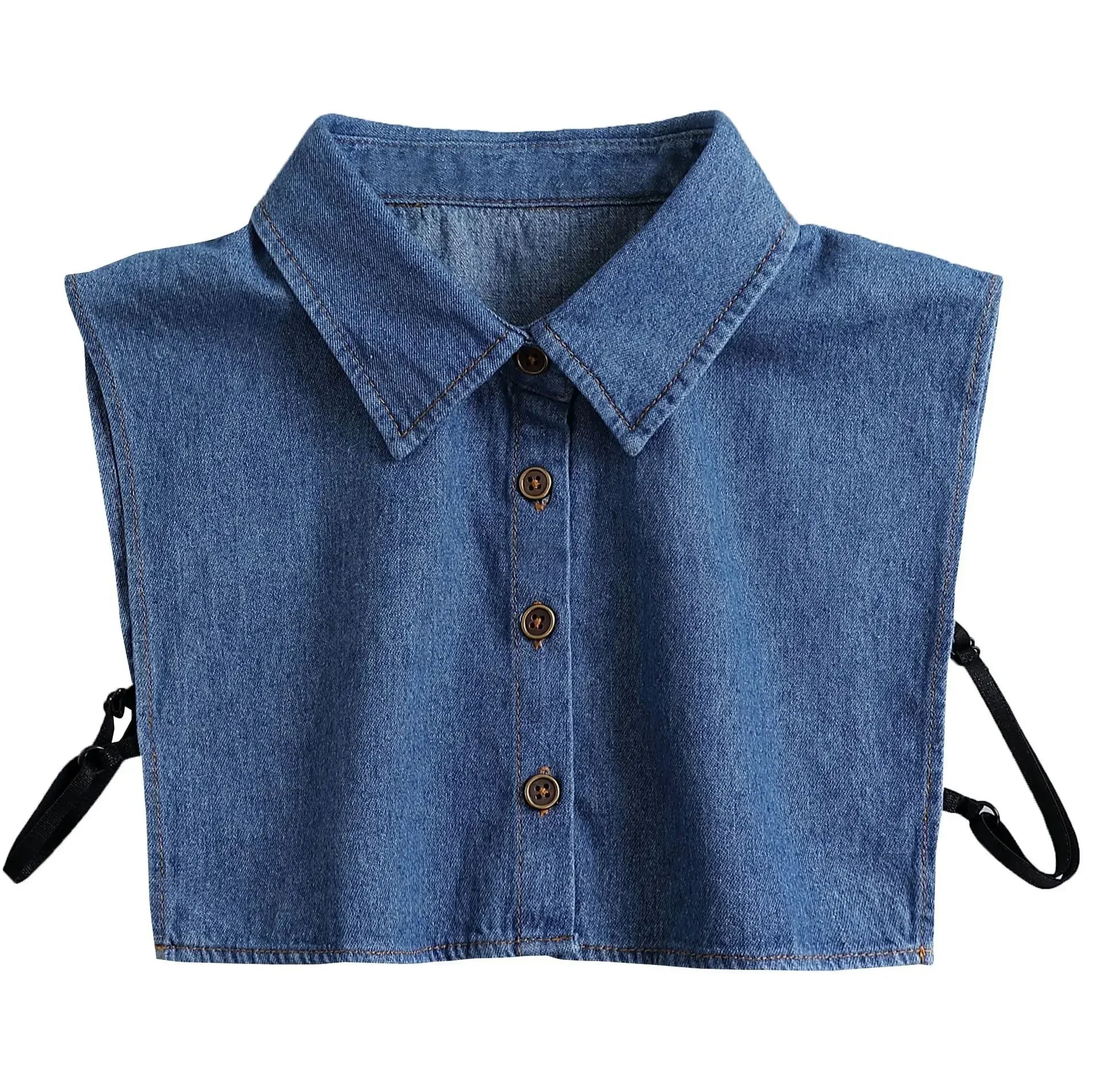 Vintage Detachable Denim Shirt Collar – Women's Faux Lapel Accessory