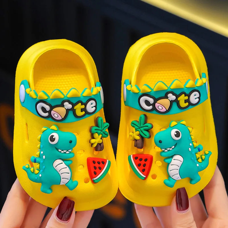 Kids' Summer Slippers – Dinosaur DIY Sandals, Soft Anti-Skid Beach Shoes