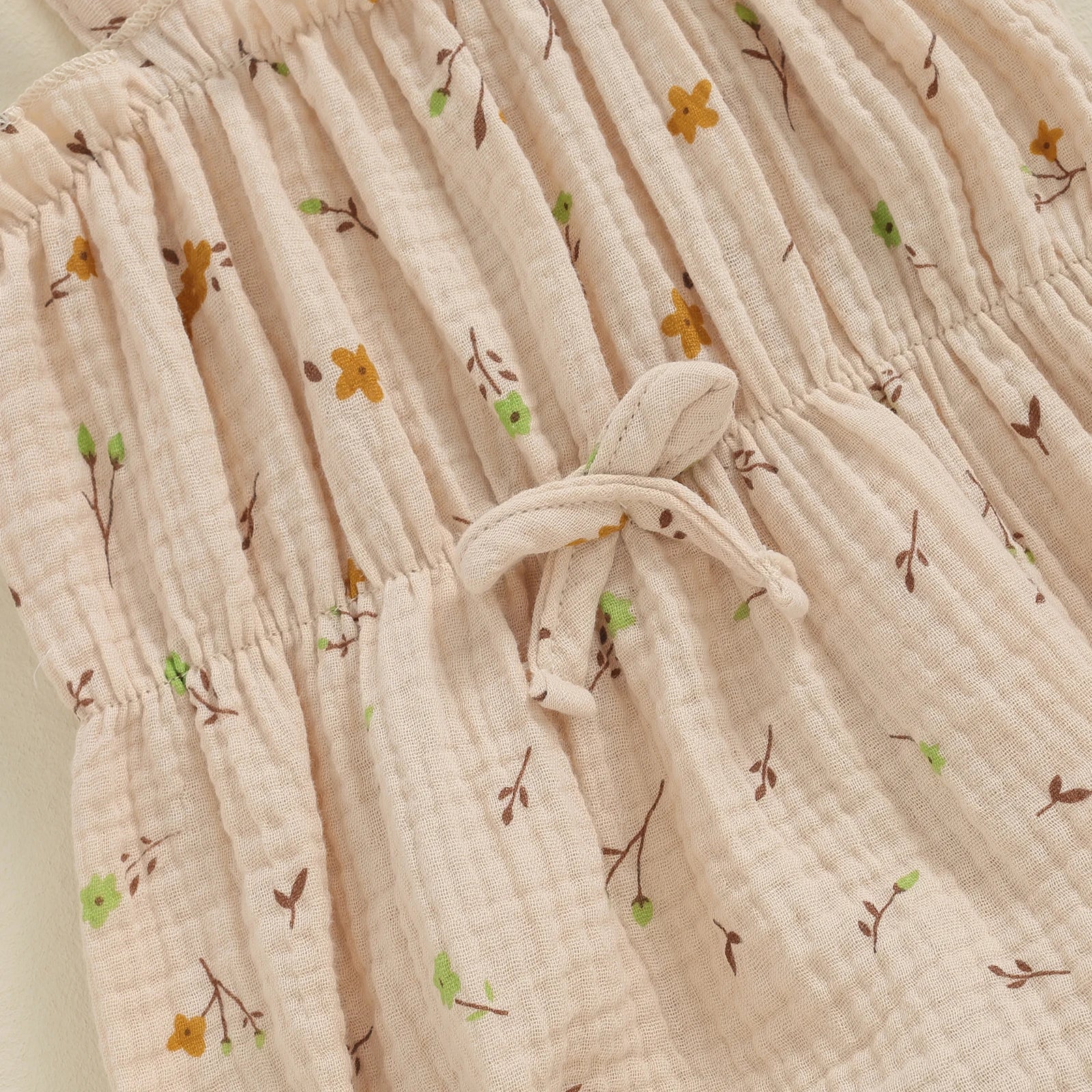 Lovely Newborn Baby Girl Romper: Sleeveless Bow Front Linen Bodysuit (0-18M)