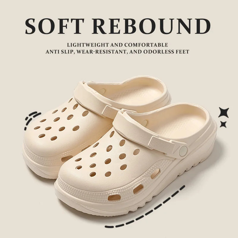 Women’s Thick-Soled Perforated Sandals – Height-Boosting Hiking & Beach Shoes