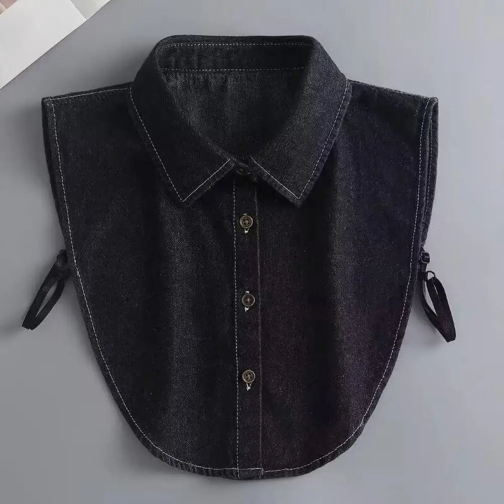 Denim Fake Collar Shirt, Women's Detachable Half Blouse, Removable Collar Accessory.