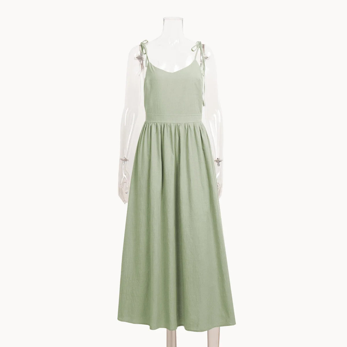 Backless Pleated Halter Dress – Summer Casual Beach Vacation
