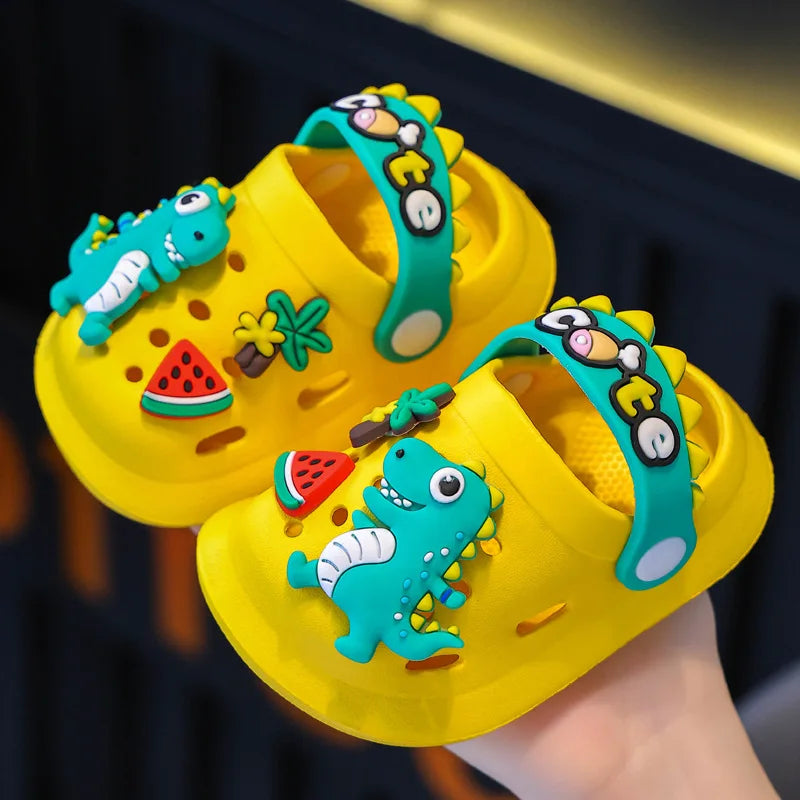 Kids' Summer Slippers – Dinosaur DIY Sandals, Soft Anti-Skid Beach Shoes