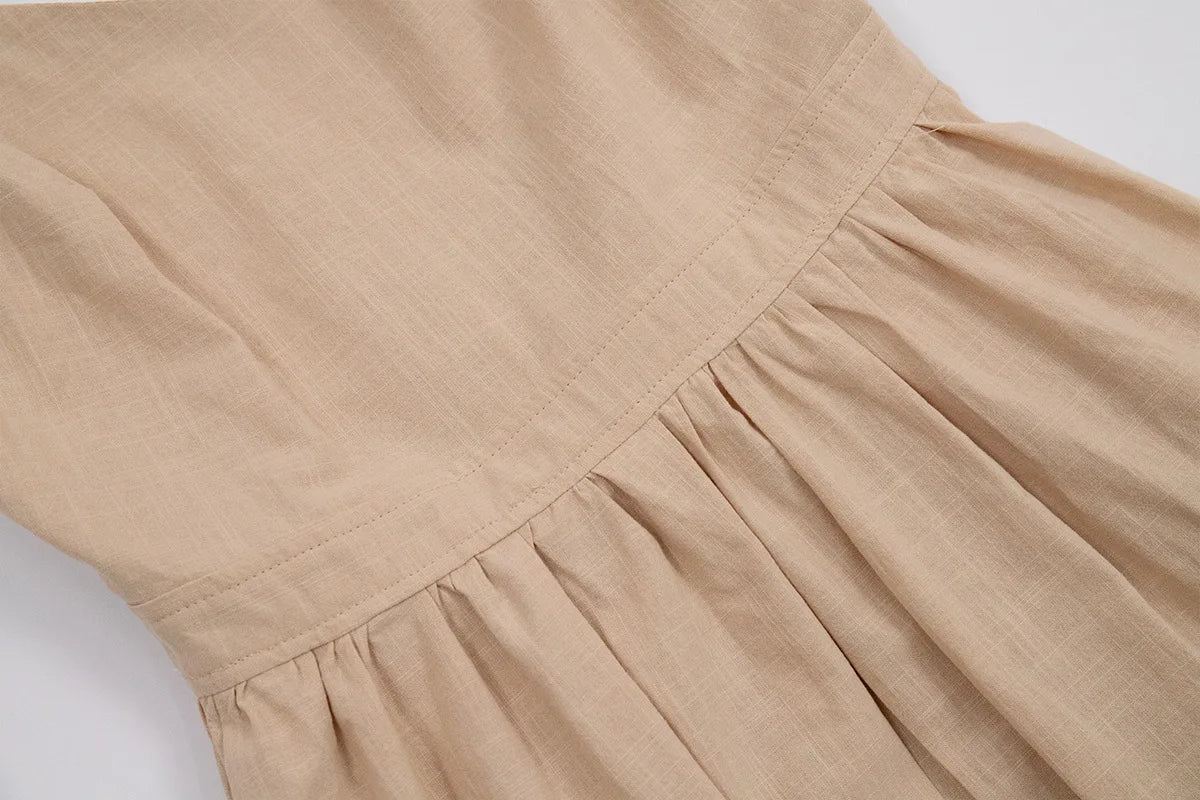 Backless Pleated Halter Dress – Summer Casual Beach Vacation