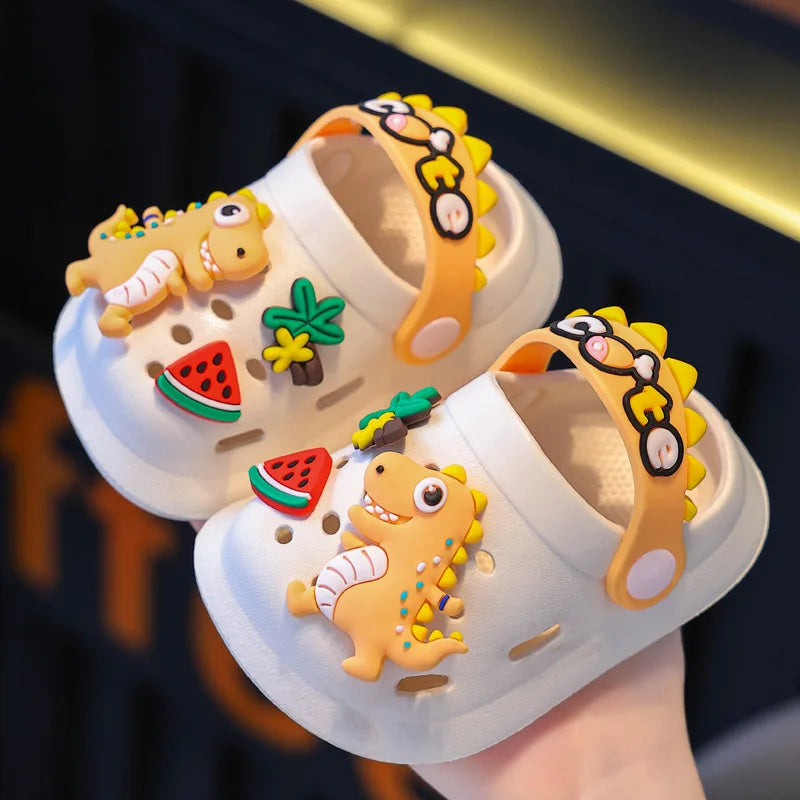 Kids' Summer Slippers – Dinosaur DIY Sandals, Soft Anti-Skid Beach Shoes