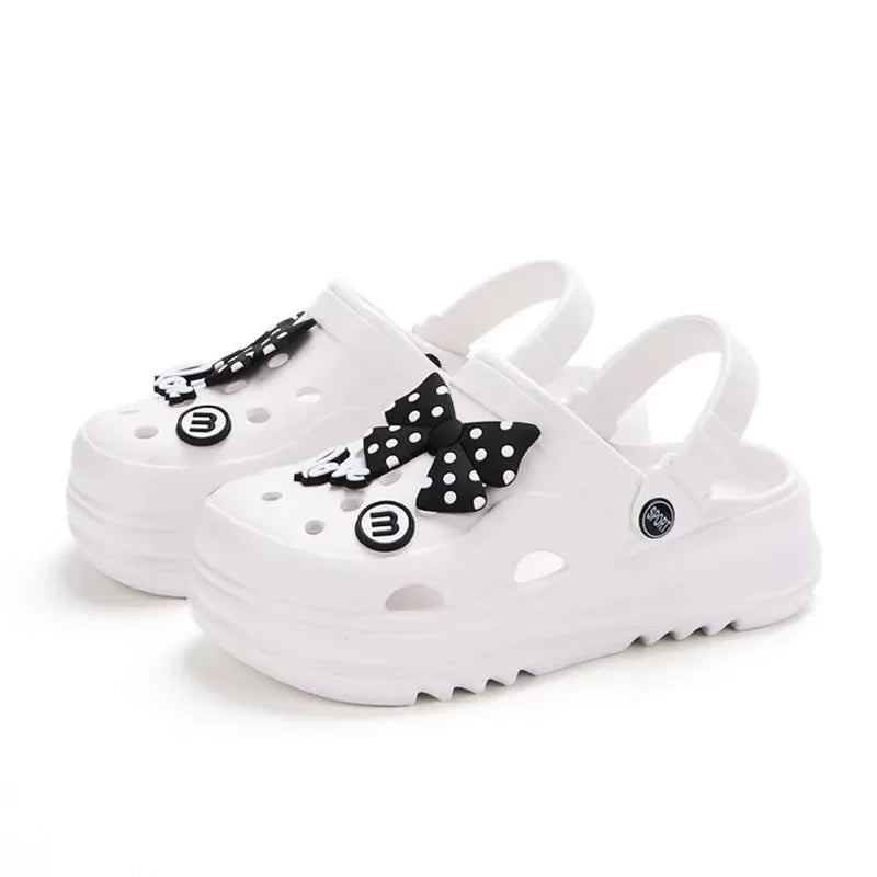 Women's Clogs – New Fashion Slippers with Cute DIY Bows, Outdoor Beach Slides for Girls