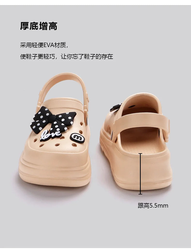Women's Clogs – New Fashion Slippers with Cute DIY Bows, Outdoor Beach Slides for Girls