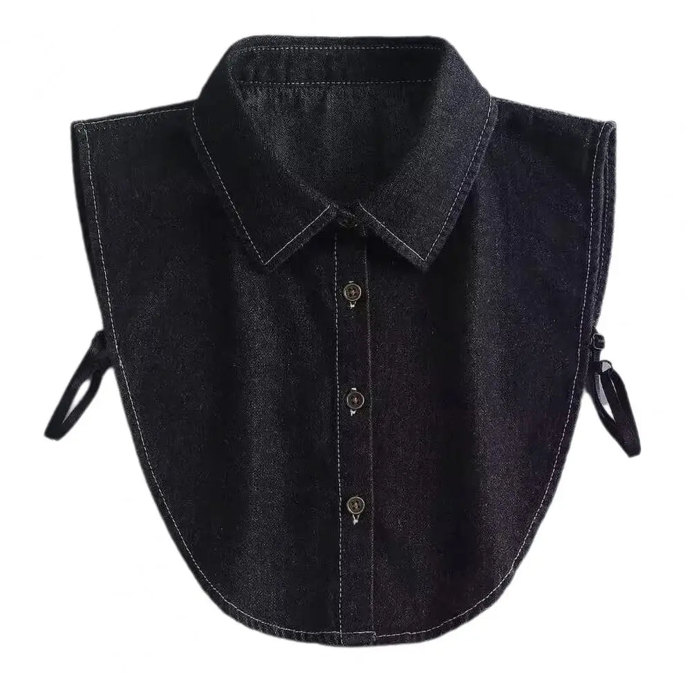 Denim Fake Collar Shirt, Women's Detachable Half Blouse, Removable Collar Accessory.