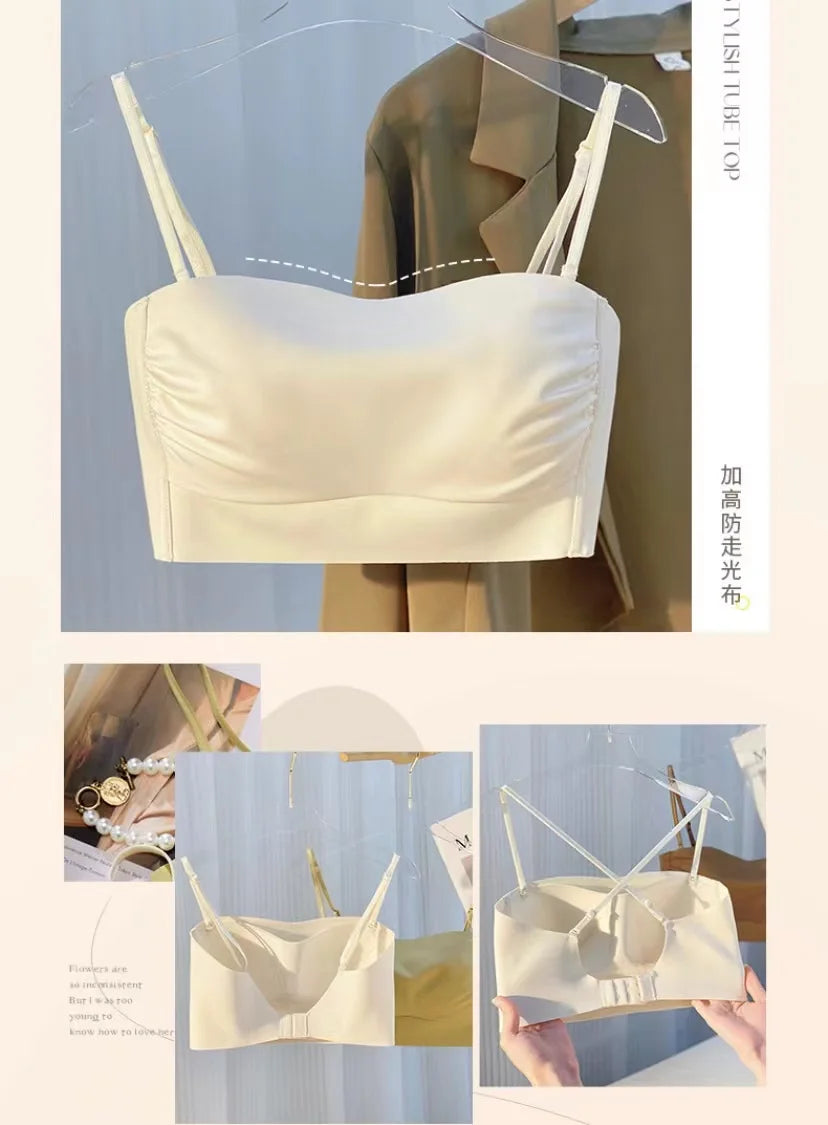 Anti-Shadow Light Bra for Women – Thin Straps, Sexy Back Vest, All-in-One for Outerwear.