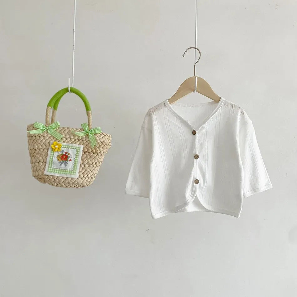 Korean Cardigan Toddler Coat: Solid Color Button-Down Outerwear for Boys & Girls
