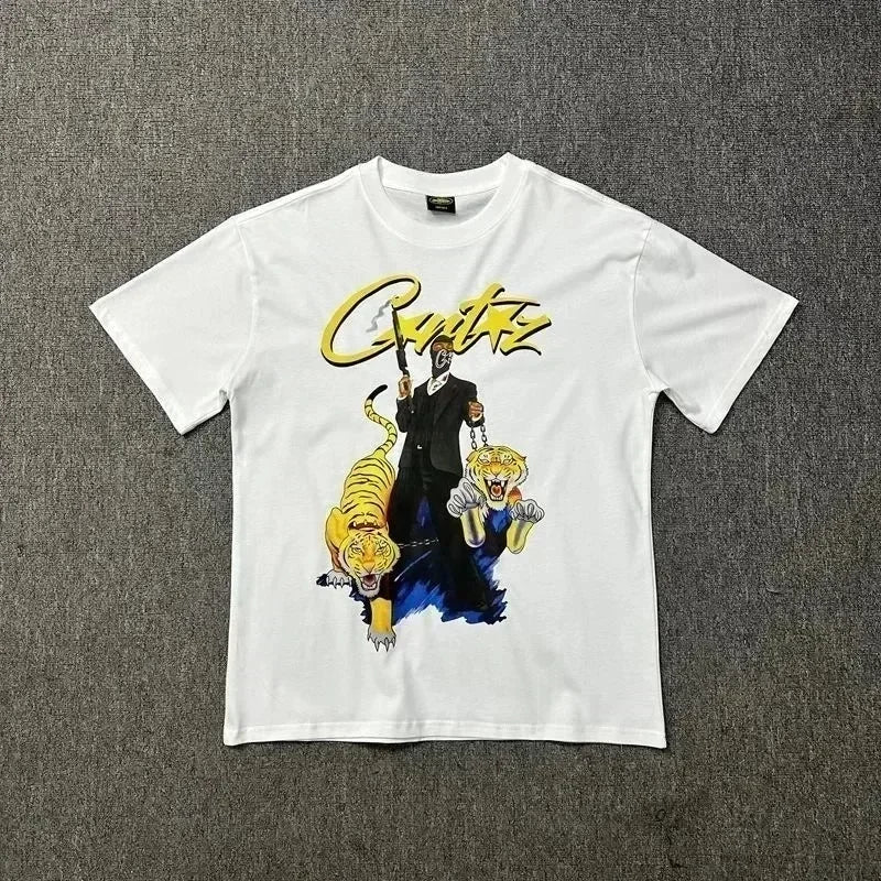 Women’s American T-Shirt – Pure Cotton, Oversized Hip Hop Print, Luxury Brand